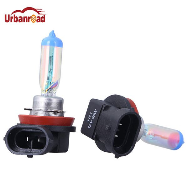 urbanroad car spare halogen lamp h11(pgj19-2) 12v 55w for universal replacement rainbow gold color headlight foglight
